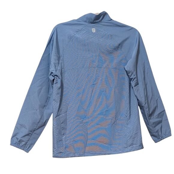 Eddie Bauer quarter Zip Pullover Casual Golf Jacket Windbreaker checked blue XS - Picture 2 of 10